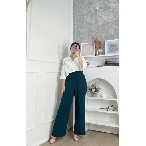 PRANA COLLECTION || Madeline Crop & Cullotes Set-Emerald green