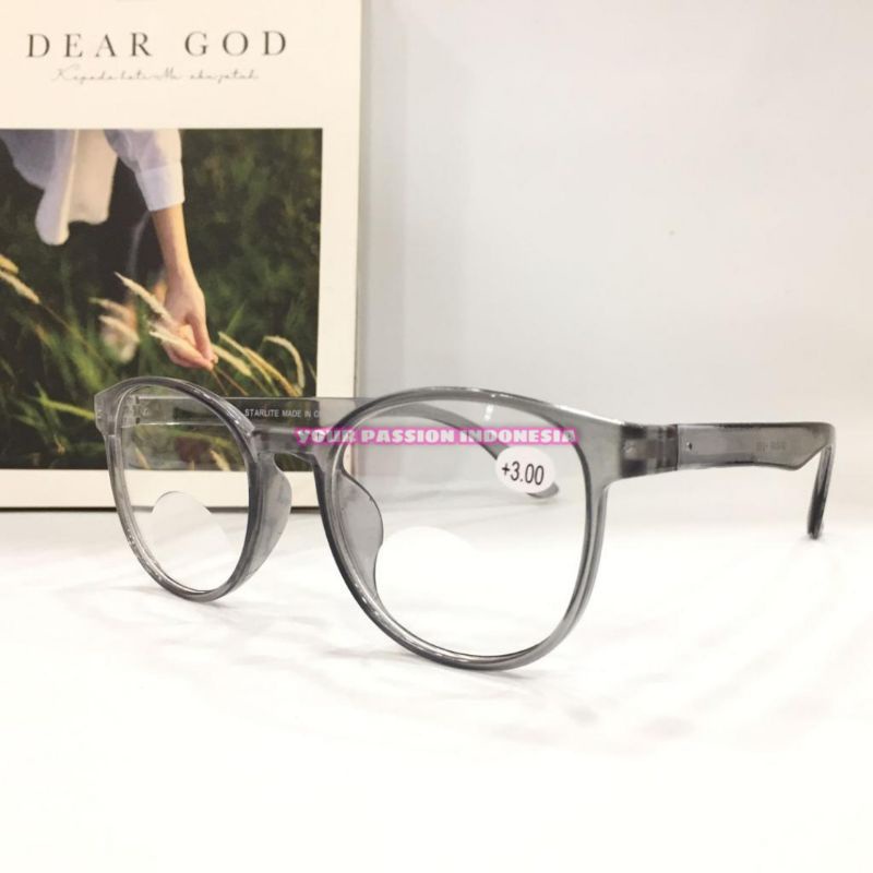 GK404 Kacamata Baca Double +1.00 sd +3.00 Oval Grey Bisa Buat Jalan Dan Baca