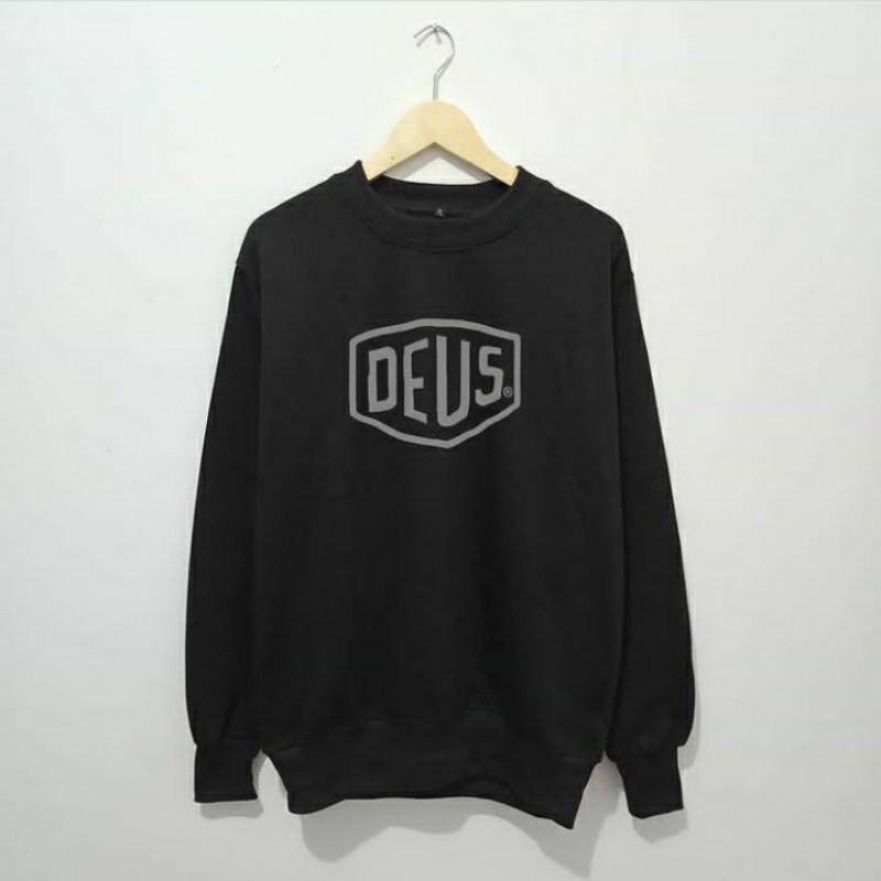 S - XXXXXL(6XL) Sweater Crewneck DEUS BIGSIZE OVERSIZE Pria Wanita/ Sweatshirt Jumbo 5XL 4XL Hitam