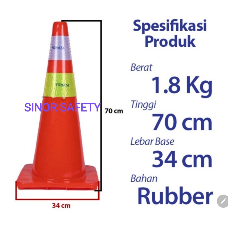 Traffic Cone 70 cm Lentur Kerucut Trafic Safety PVC ORANGE