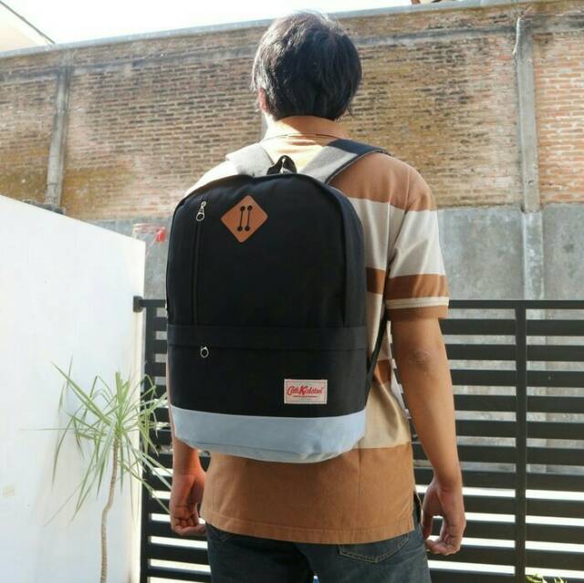 Jual Tas Ransel Kanvas Distro Murah Hitam Fashion Cowok Cewek