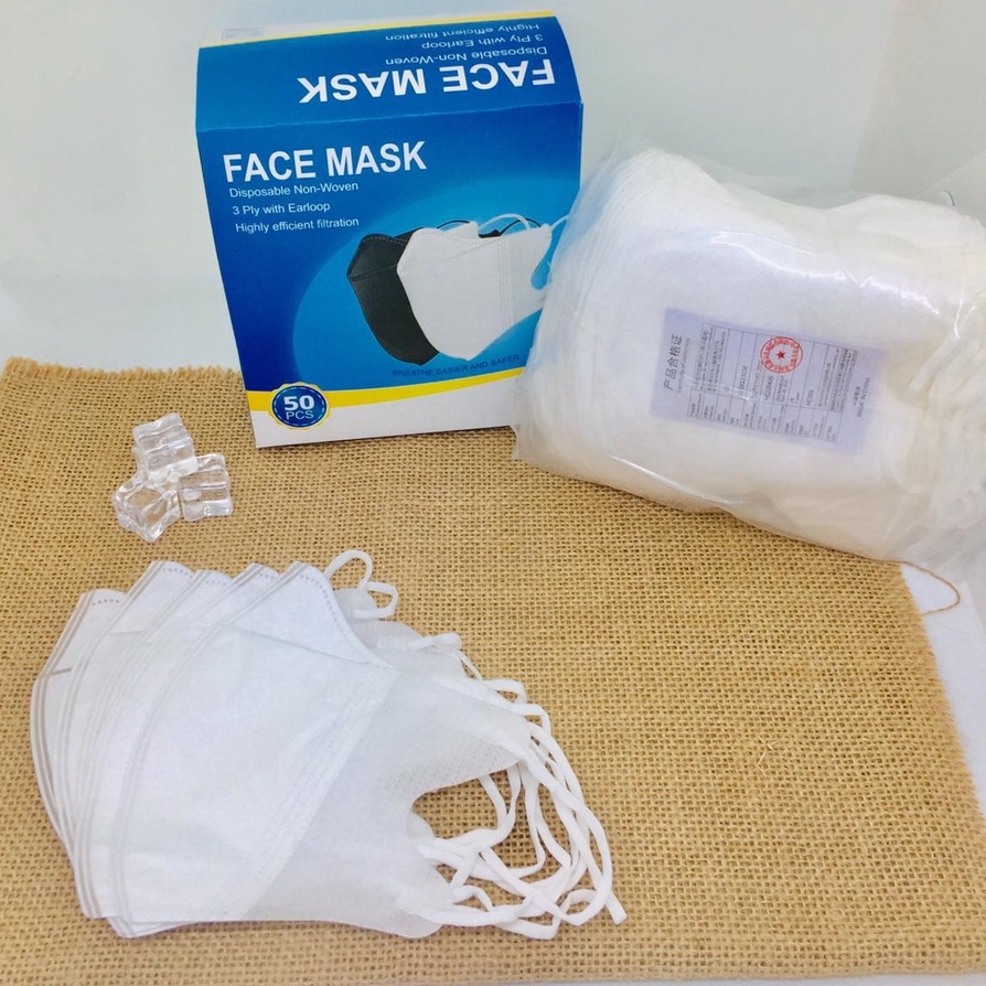 Masker Duckbill 3ply Isi 50Pcs, 20 pcs 10 pcs Masker kesehatan Pilihan Warna Hitam - Putih / Masker 