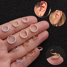 XiaoboACC 1 Piece Korea Fashion Micro Inlaid Zircon Round Stud Earrings Ear Clip