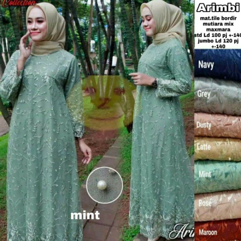 Arimbi Maxy Gamis Brukat Remaja Dress Brokat Kondangan Gaun Pesta Resepsi Pernikahan Dres Muslim Jumbo xxl Ld 120cm Remaja Muslimah Gamis Lebaran Anak Perempuan Outfit Kondangan Seragam Bridesmaid