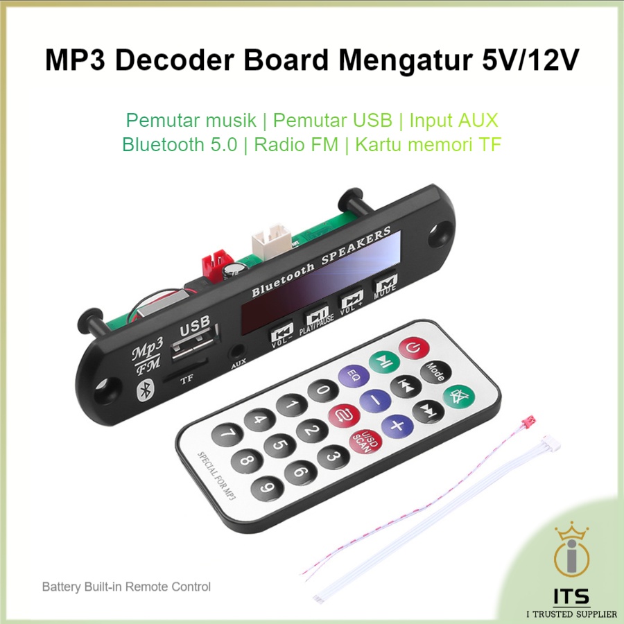 ITS 12V Multifungsi WMA Kit MP3 Decoder Board Termasuk Remote Control Pemutar musik Pemutar USB Input AUX Bluetooth 5.0 Radio FM Kartu memori TF