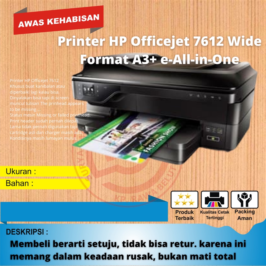 Printer HP Officejet 7612 Rusak