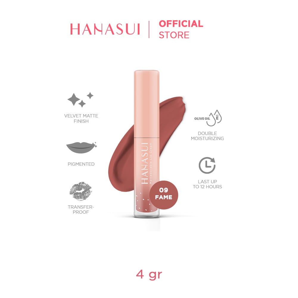 najmia Hanasui Mattedorable BOBA Lip Cream bibir blush on lip and cheek lipstik matte hanasui Boba-09 fame