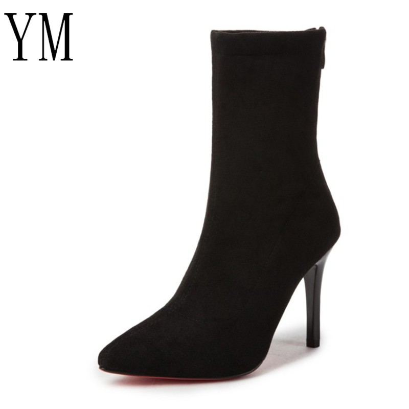 black pointed suede boots