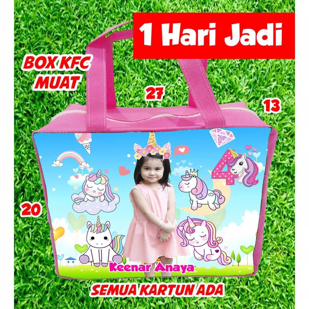 Tas Ulang Tahun Anak Gambar Unicorn Custom / resleting tas ulang tahun bingkisan snack