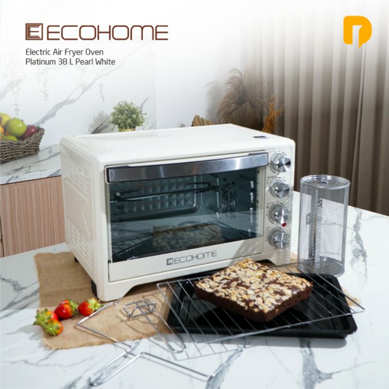 Ecohome Electric Air Fryer Oven Platinum 38 L Pearl White