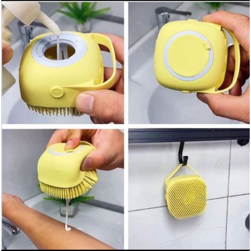 sikat badan silikon dispenser shower brush silicone