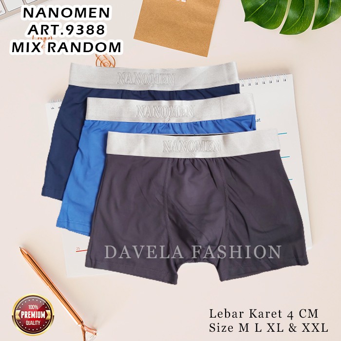 NANOMEN Art 9388 &amp; 6688 | Boxer Pria / Celana Dalam Pria / Mens Underwear 3 PCS