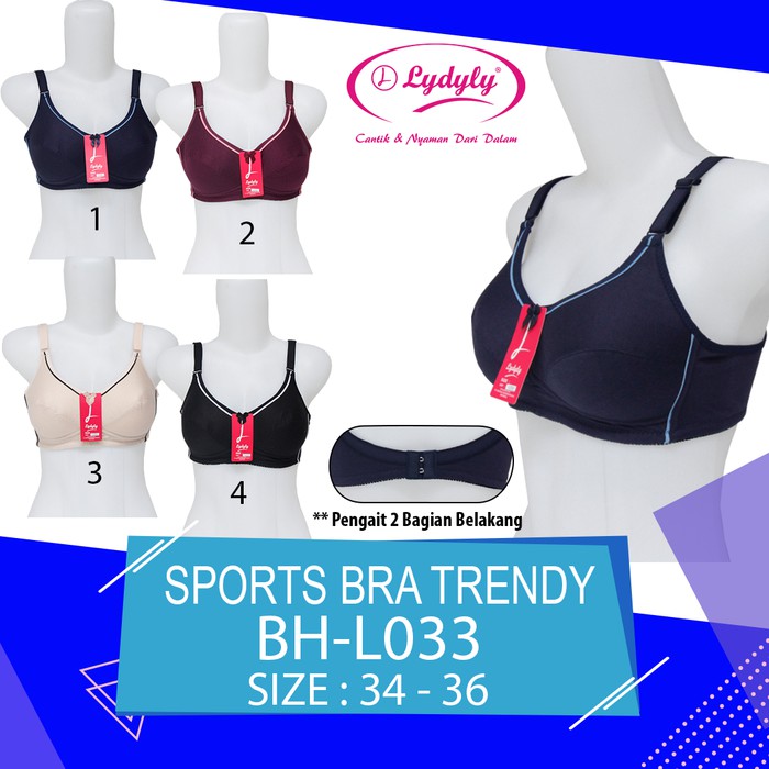 BH Katun Lydyly L033 Sport Bra Size 34-40 Tanpa Busa Tanpa Kawat