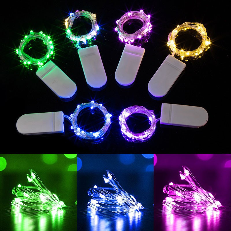 lampu tombol kawat tembaga led 2032 lampu string lampu RGB kecil dekorasi Natal lampu bercahaya