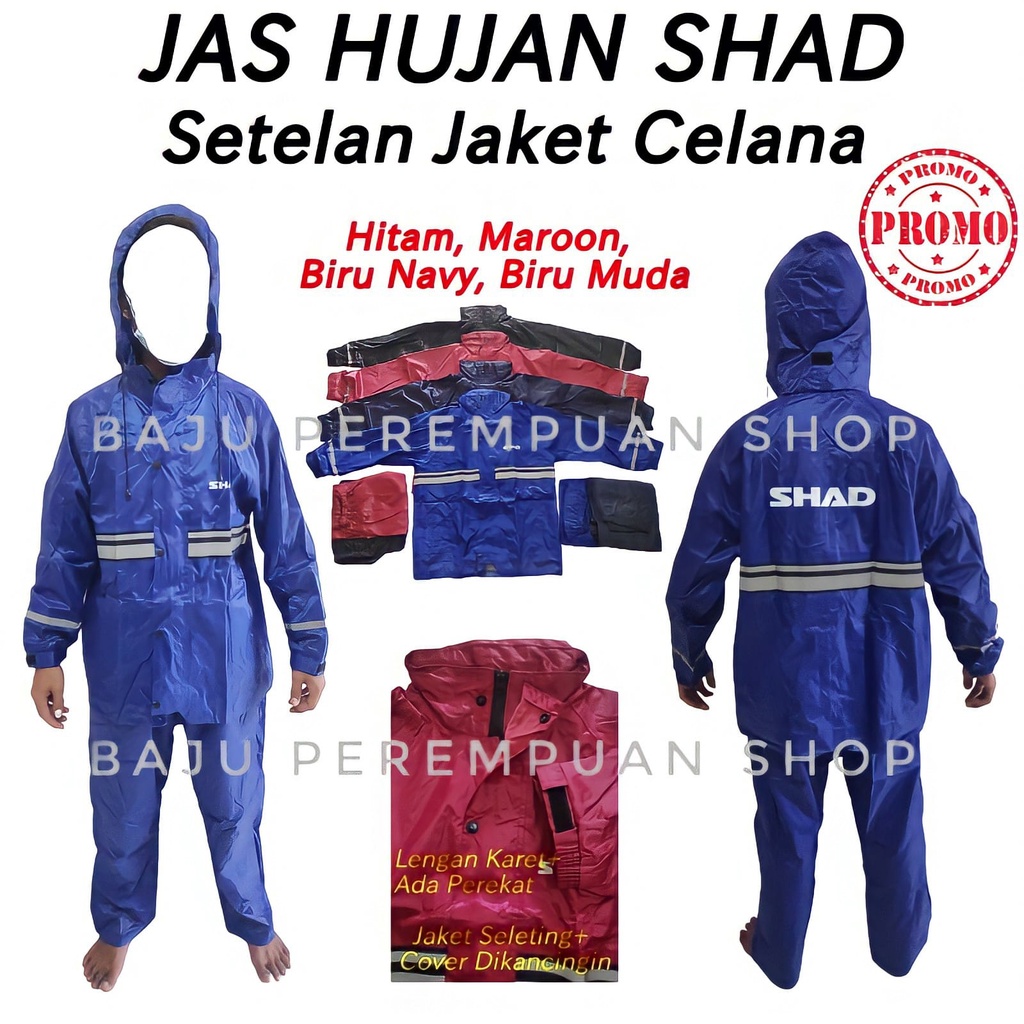 Jas Hujan SHAD mirip AXIO Raincoat Mantel Mantol Ujan Setelan Dewasa Stelan Baju Celana Cewek Cowok