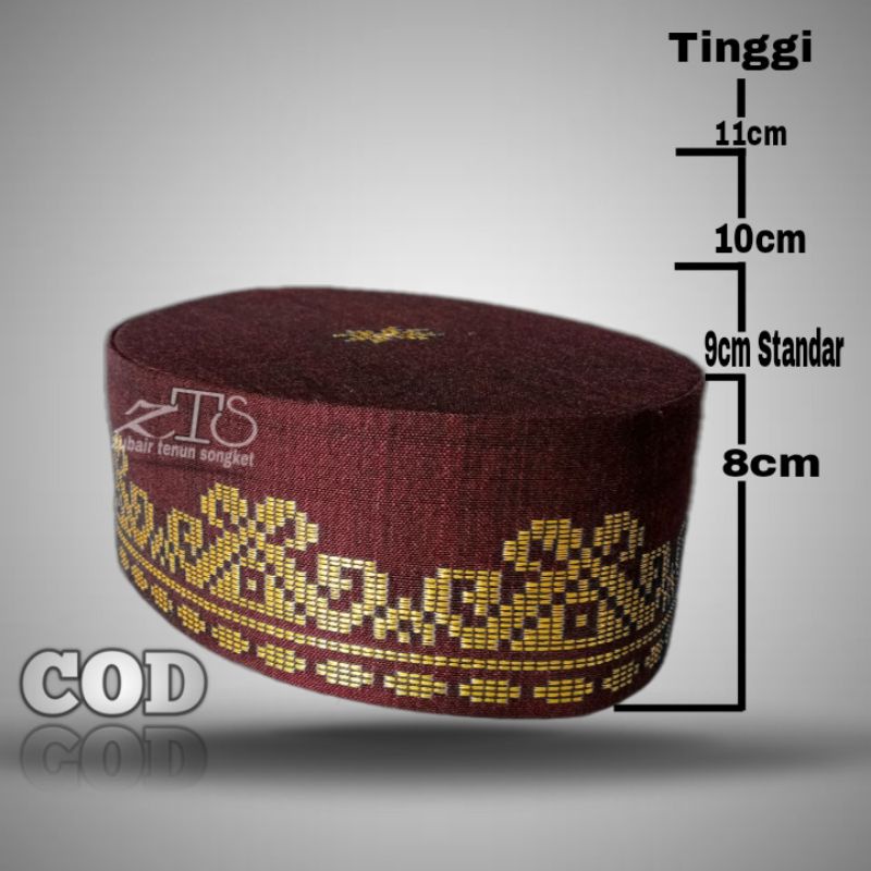 songkok songket model lonjong motif mahkota tenun songket kopia topi lobe diskon puncak plas sale bi