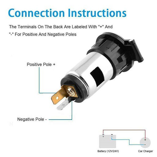 Car Cigarette Lighter Socket Plug Power Outlet Charger Motorcycle 12v 120w Shopee Indonesia