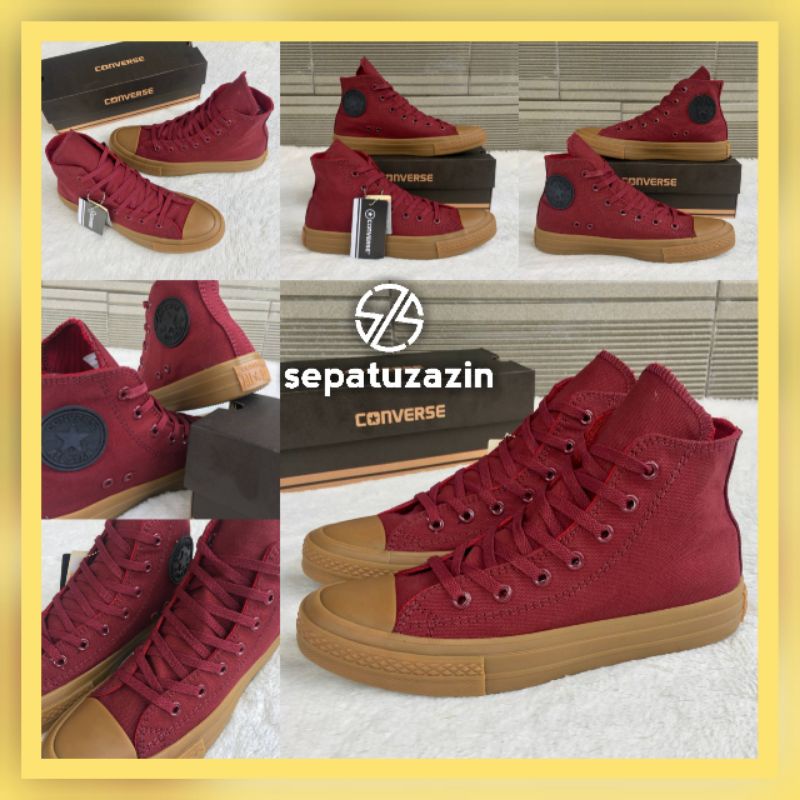 Sepatu Converse All Star 70s Chuck Taylor Wanita Pria Tinggi Merah Maroon Gumb Sepatu Sneakers Conve