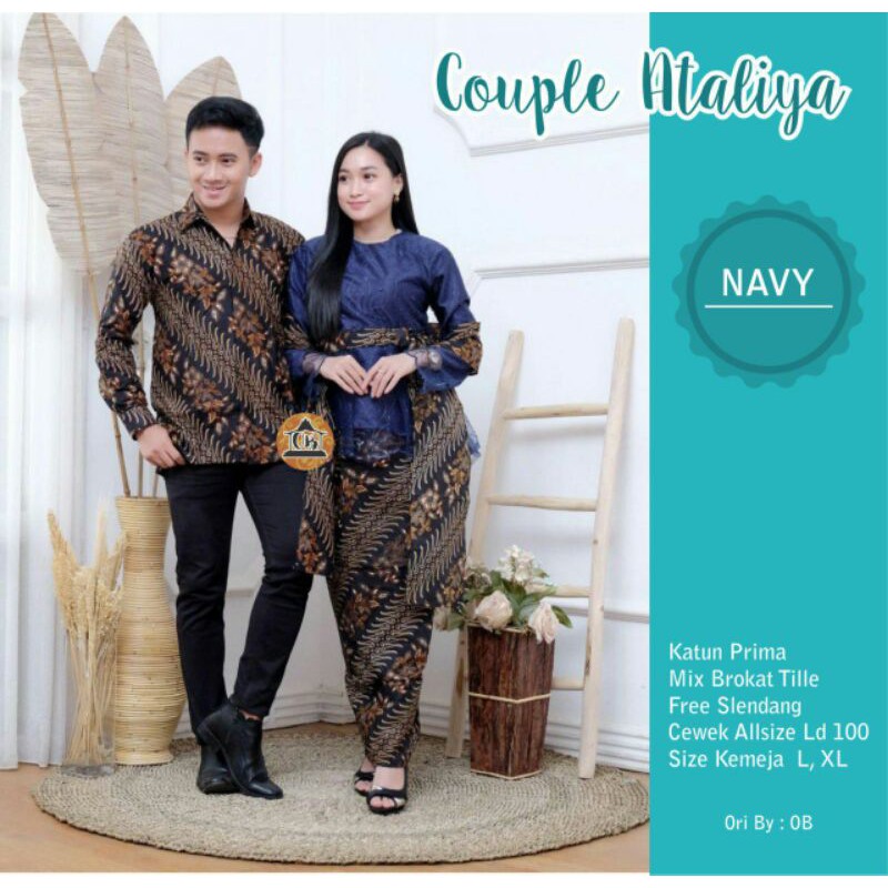 Baju couple acara resmi, wisuda atau tunangan motif kebaya batik