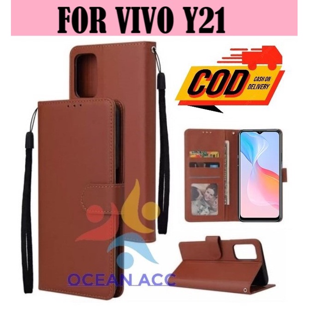 DOMPET HP UNTUK VIVO Y21 (2021) NEW LEATHER FLIP CASE VIVO Y21 (2021) NEW