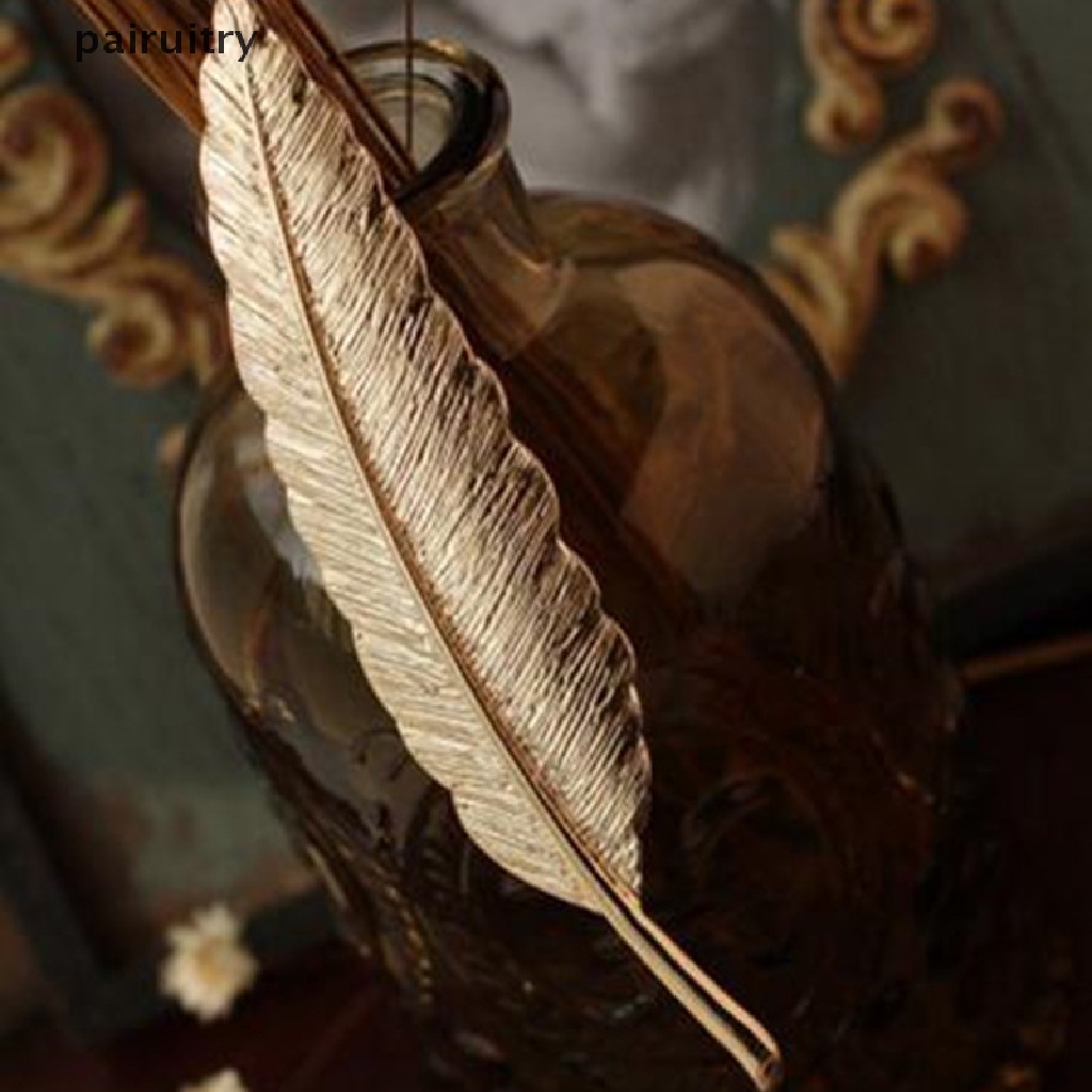 Prt Bros Pin Bentuk Daun Bulu Gaya Vintage Aksesoris Scarf Wanita PRT