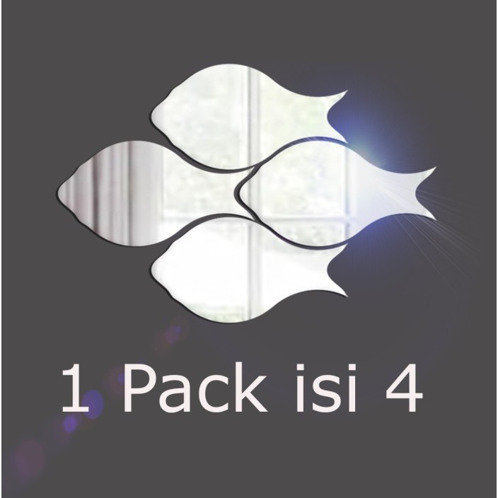 Mega_1688 [BEST QUALITY] 1 set isi 4 Pcs Stiker Dinding FISH Import Mirror Acrylic MG887