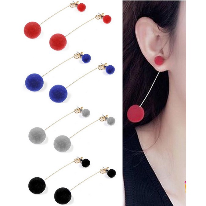 SHW- anting 2 ball suede anting import cantik anting korea