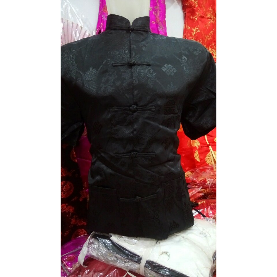 PROMO... Cheongsam Atasan Lengan Pendek Pria Khusus Hitam