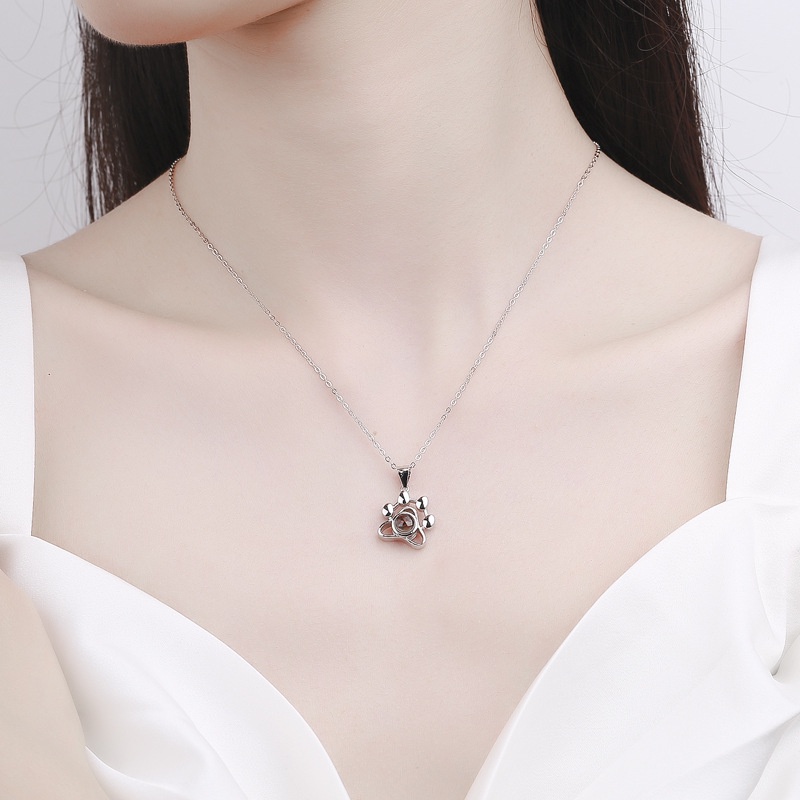 Kalung 925 Silver Dengan Liontin 100 Bahasa I Love You Untuk Wanita