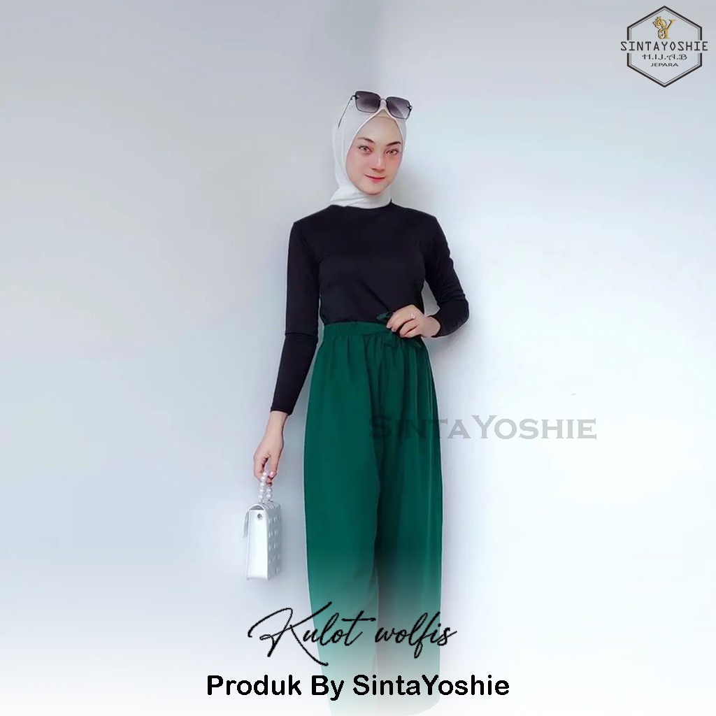 Sintayoshie-[COD] Kulot Wolfis Kulot Ribbon Pants Celana Wanita Panjang Highwaist Daily Kulot Kulot Grosir