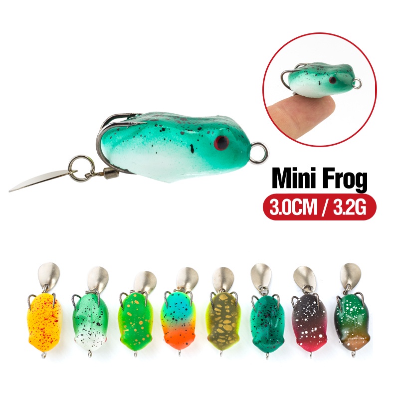 Umpan Pancing Softlure Bentuk Kodok Mini 3cm / 3.2g 8 Warna Dengan Kail Ganda