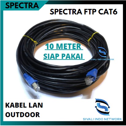 10 METER SPECTRA KABEL LAN FTP CAT6 OUTDOOR BLACK SIAP PAKAI