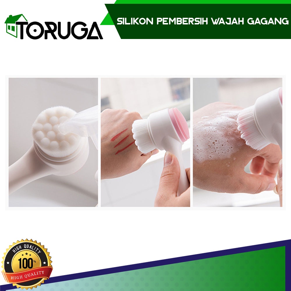 Alat Cuci Muka Pembersih Wajah Silicon Facial Brush 2 Sisi Efektif Cleanser Portable