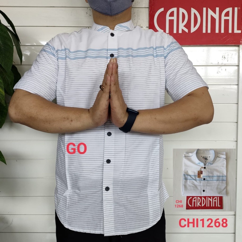 gof CARDINAL KEMEJA KOKO PUTIH Jeans Taqwa Pakaian Pria Original Baju Muslim Polos Lengan Pendek TSQ