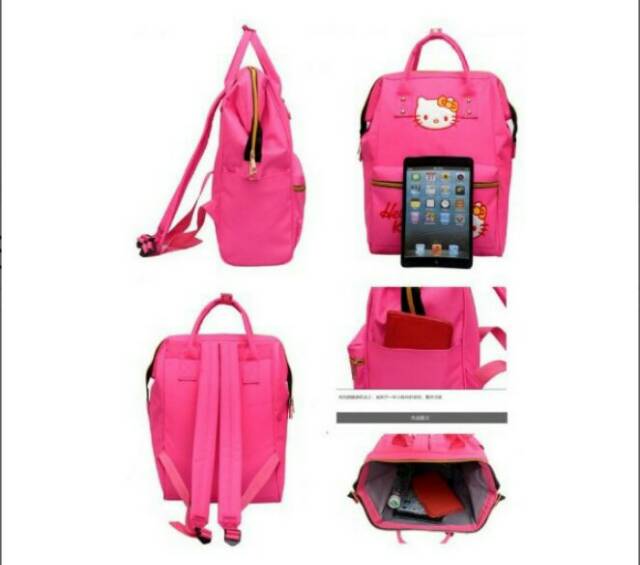 Tas Ransel 2 in 1 Hellokitty Bordir fashion design/Tas Kampus/Tas Laptop/Backpack/