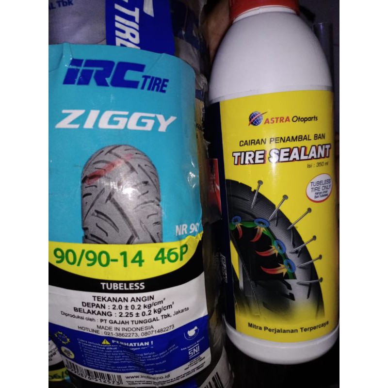 Ban IRC Enviro/Ziggy/Nr 83 uk 90/90-14 + cairan tubeless aspira 350ml for Beat/Vario/Mio/Scoopy/Seri