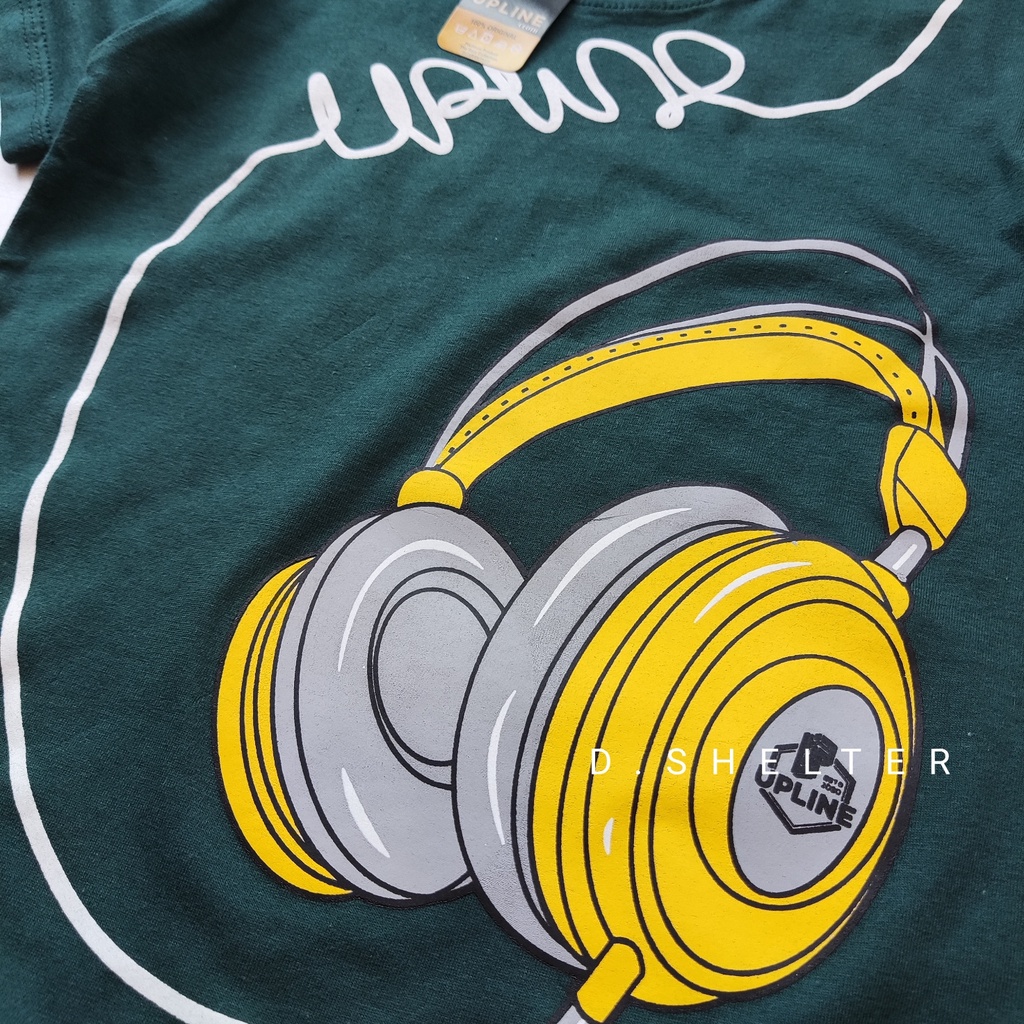 KAOS DISTRO ANAK HIJAU BOTOL UPLINE HEADPHONE