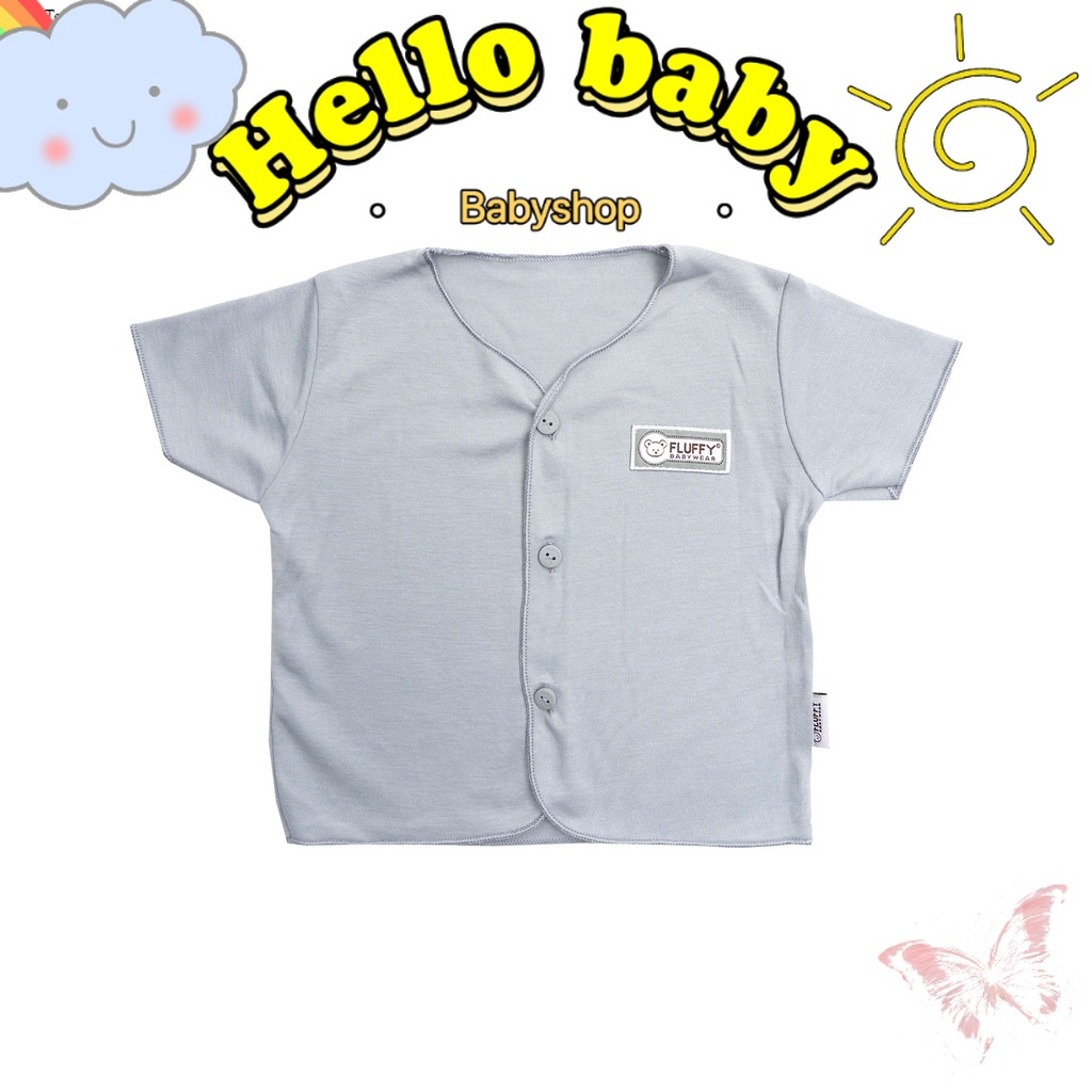 Fluffy Baju Bayi 0 3 bulan Pendek Neci Newborn Abu (Isi 3Pcs) Abu