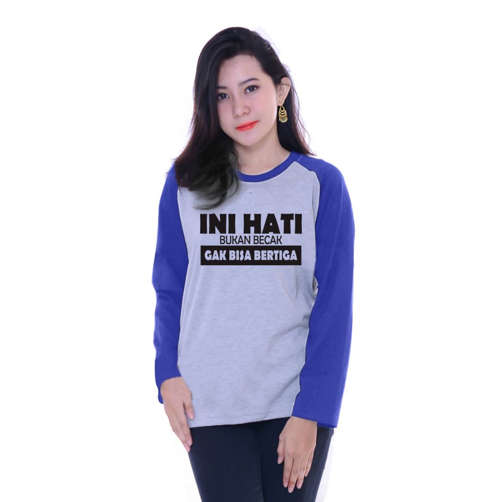 Kaos Raglan Gambar Hati Becak | Lengan Panjang | Atasan Wanita | Ukuran M - L - XL -XXL