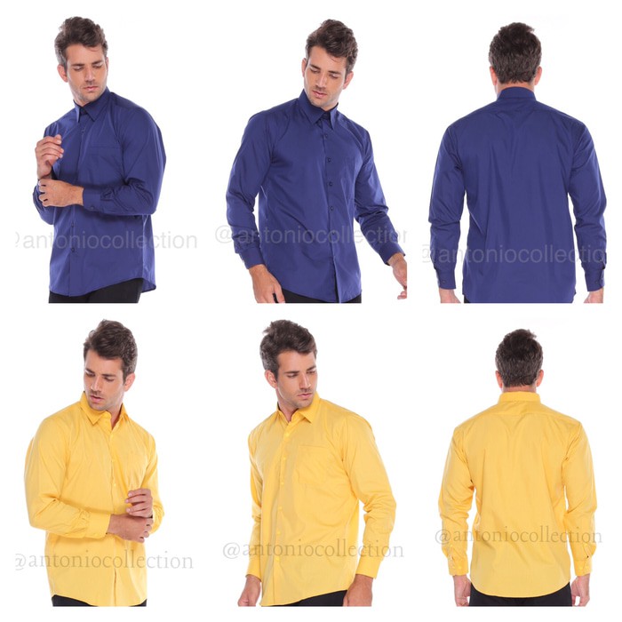 Kemeja Pria Polos Lengan Panjang / Baju Lapangan / Seragam Kantor