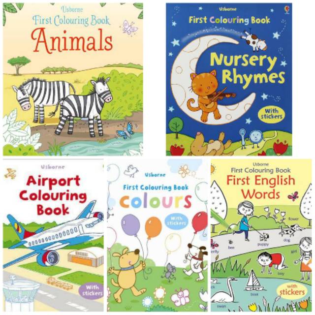 Usborne colouring book coloring mewarnai sticker activity activities aktifitas stiker paud preschool