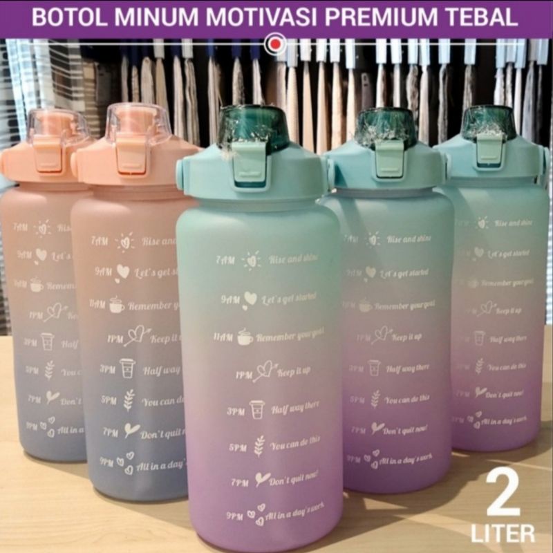 BOTOL MINUM VIRAL 2 LITER FREE STICKER 2D - warna ungu