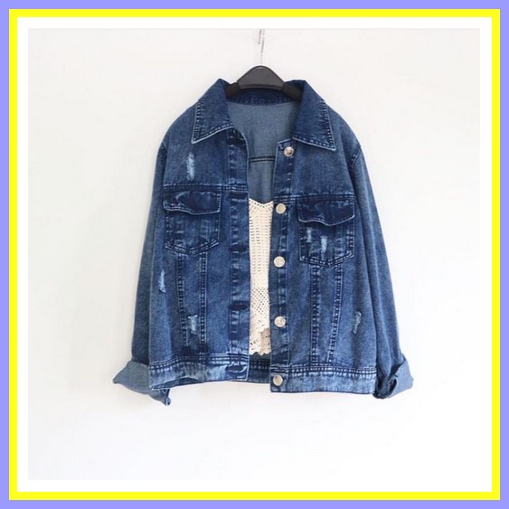 Jaket Jeans Jaket Cewek Wanita Jumbo Oversize Crop Casual Jaket Levis Terbaru Ripped Lepis Premium N