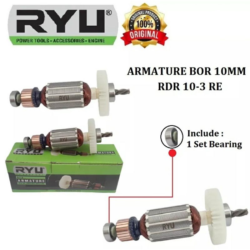 RYU Armature RDR 10-3 RE Mesin Bor 10mm Sparepart Angker Bor Listrik Bolak Balik