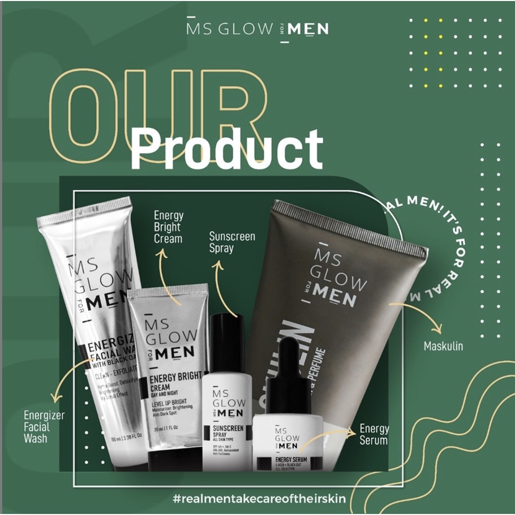 MS GLOW MEN Msglow For Men Paket Perawatan Wajah Pria Skincare Wajah Facial Wash Serum Cream Cowok