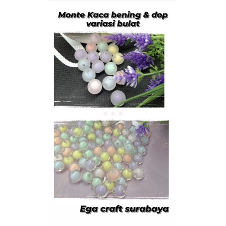 Monte kaca bening & dop variasi bulat ukuran 8mm , 10mm , 12mm