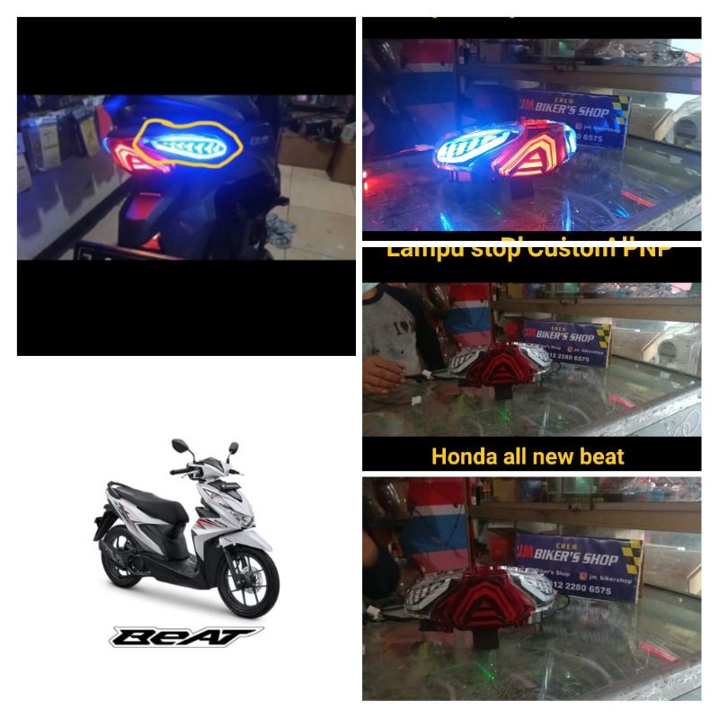 lampu stop custom Honda all new beat 2020/2021 PNP blue ice