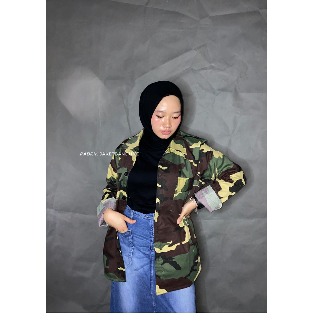 Jakek Semi Parka Loreng II Trucker Loreng Wanita II Jaket Gunung  SZ M - XXL