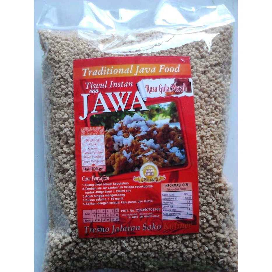 Tiwul Instan/Tiwul Siap Saji/Tiwul telo rasa GULA MERAH Merk "JAWA"