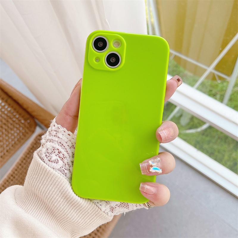 Case Bahan TPU Warna Permen Glossy Untuk iPhone 14 13 12 11 Pro X XS MAX XR SE2020 7 8 Plus